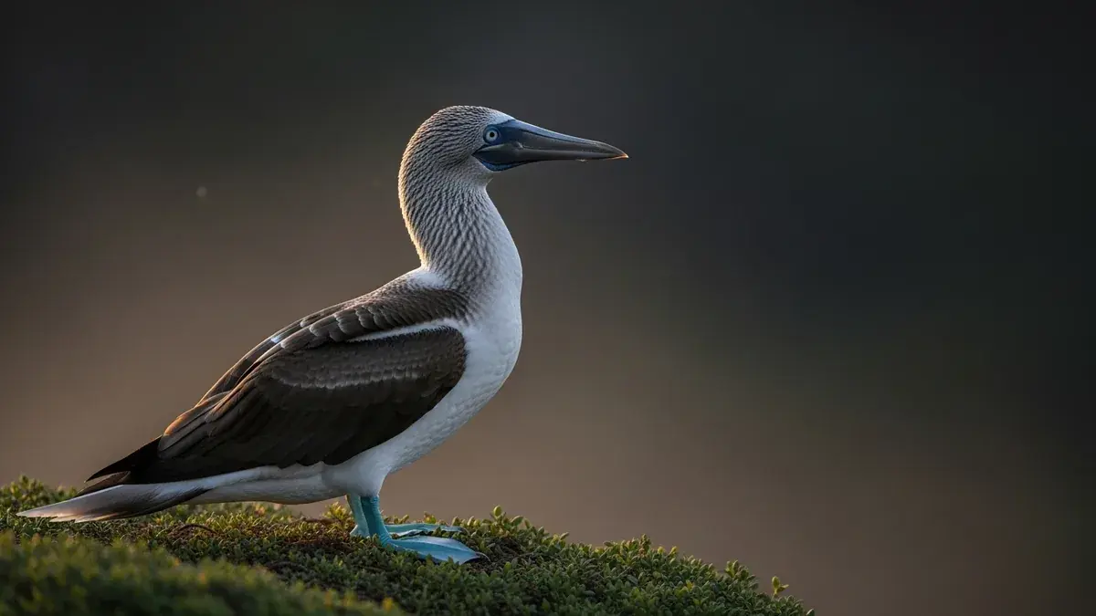 Cinematic photo of a blue footed booby