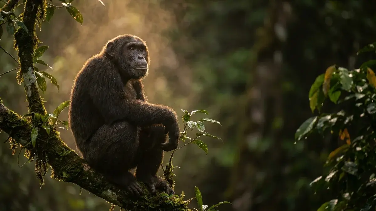 Cinematic photo of a chimpanzee