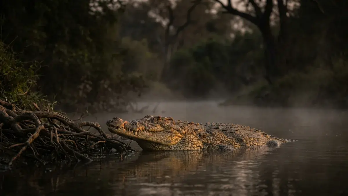 Cinematic photo of a crocodile