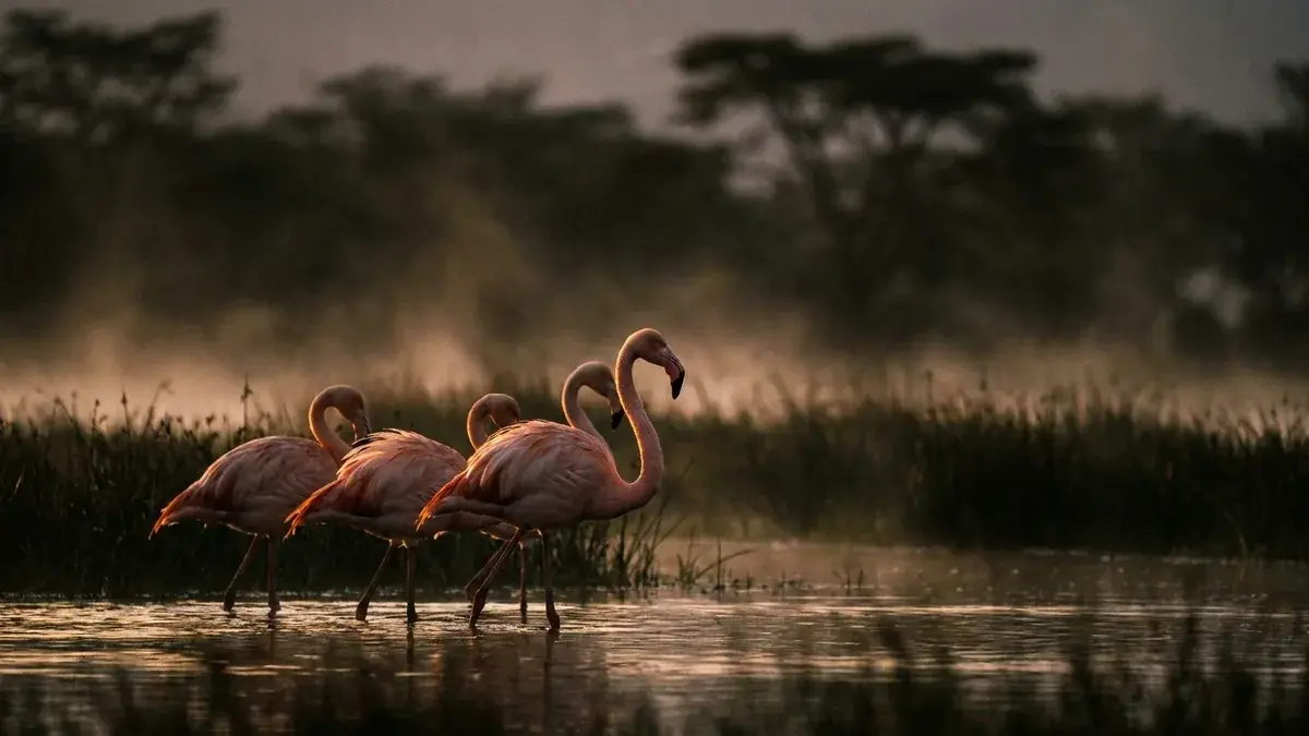 Cinematic photo of a flamingos