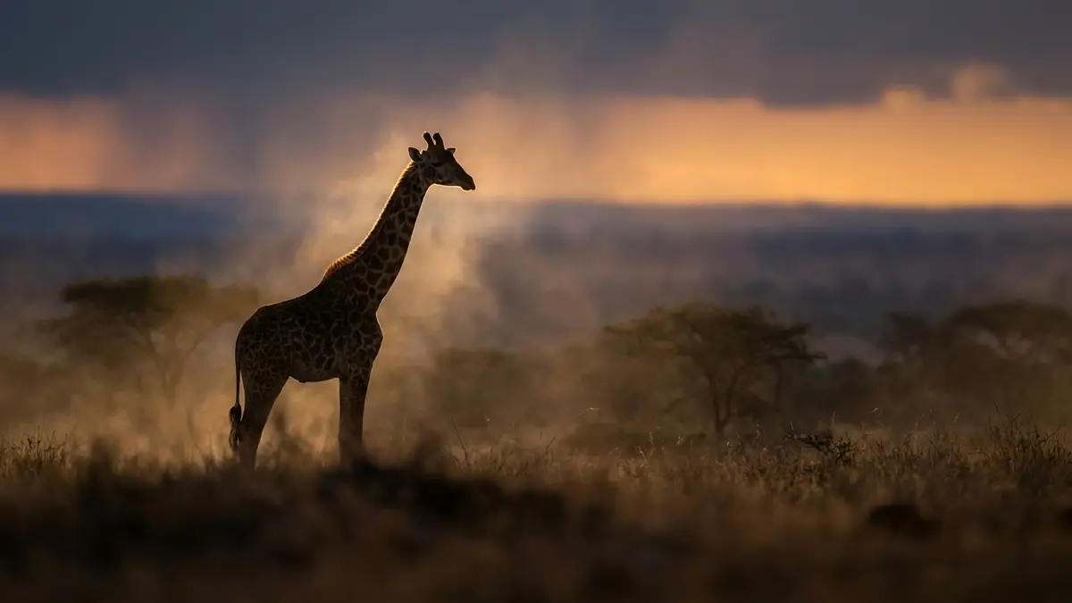 Cinematic photo of a giraffe