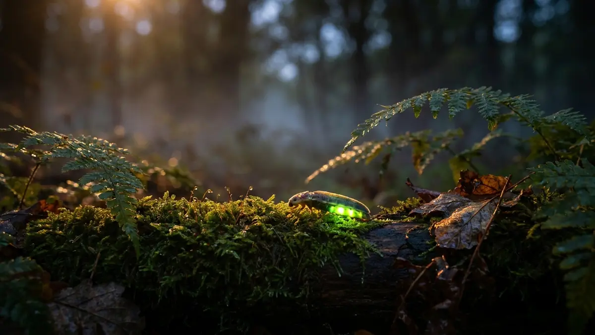 Cinematic photo of a glow worm
