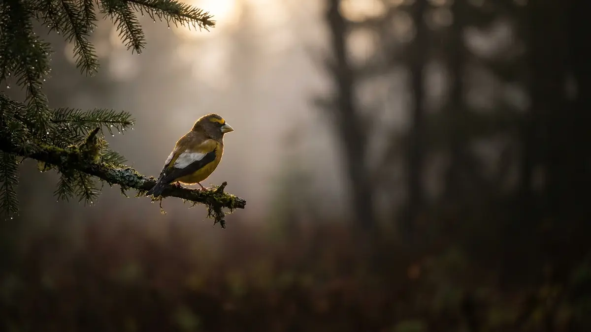 Cinematic photo of a grosbeak