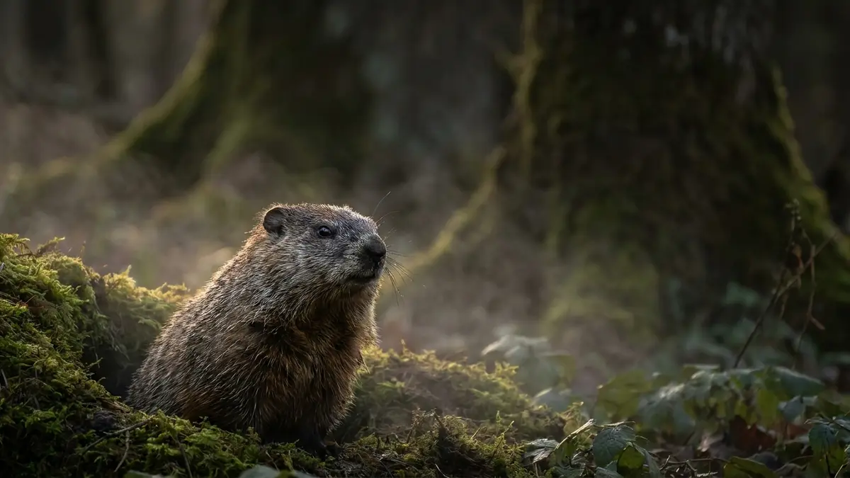 Cinematic photo of a groundhog woodchuck