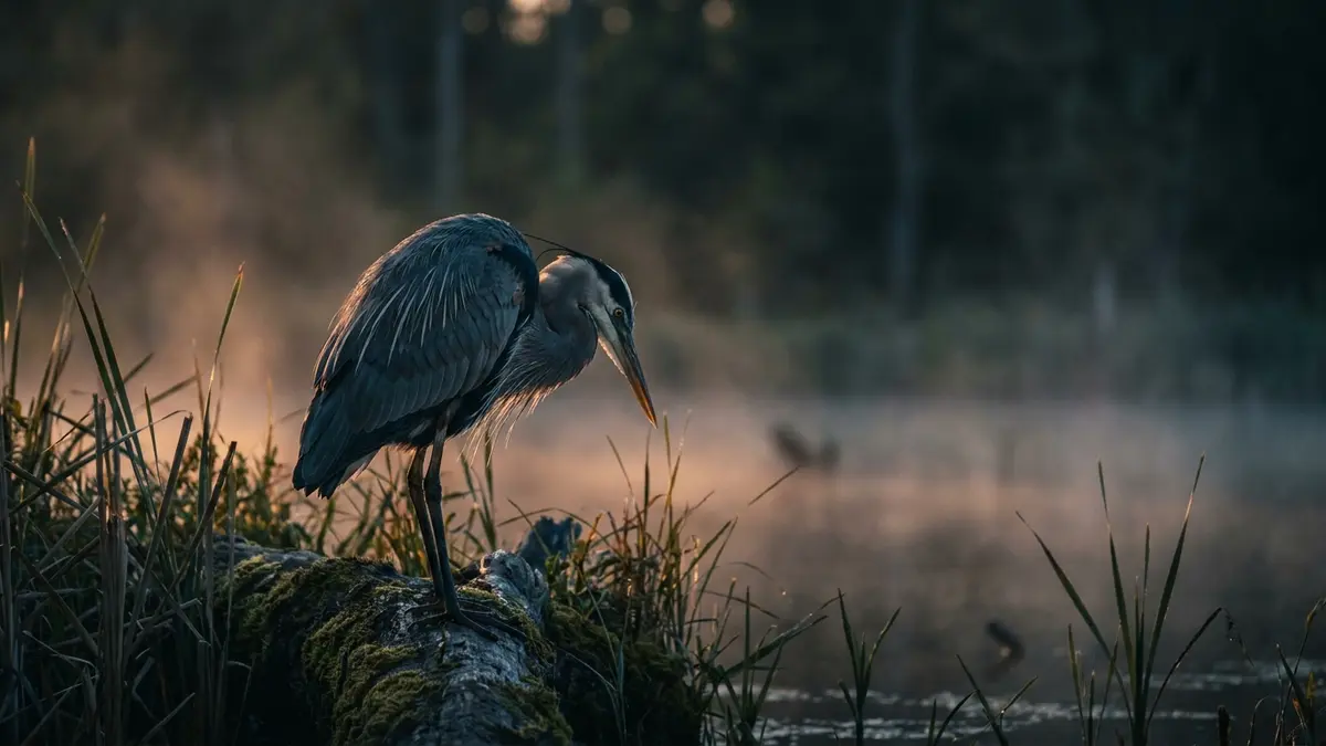 Cinematic photo of a heron