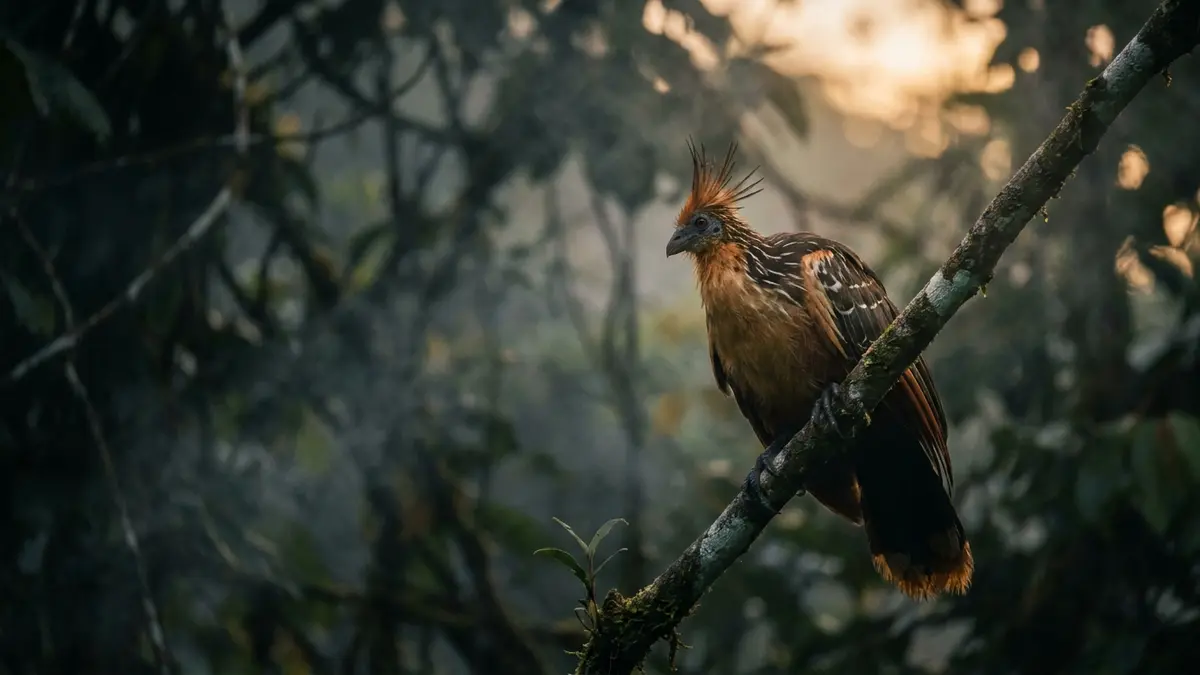 Cinematic photo of a hoatzin