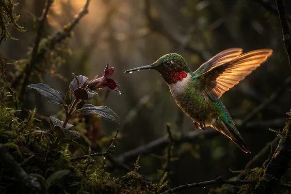 Cinematic photo of a hummingbird