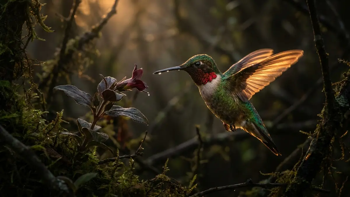 Cinematic photo of a hummingbird