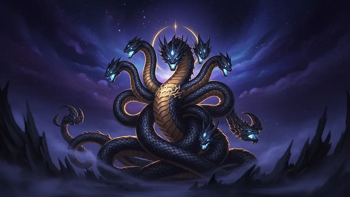 Illustration of hydra, a mythical creature