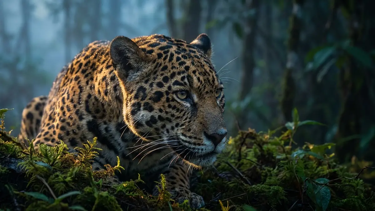 Cinematic photo of a jaguar