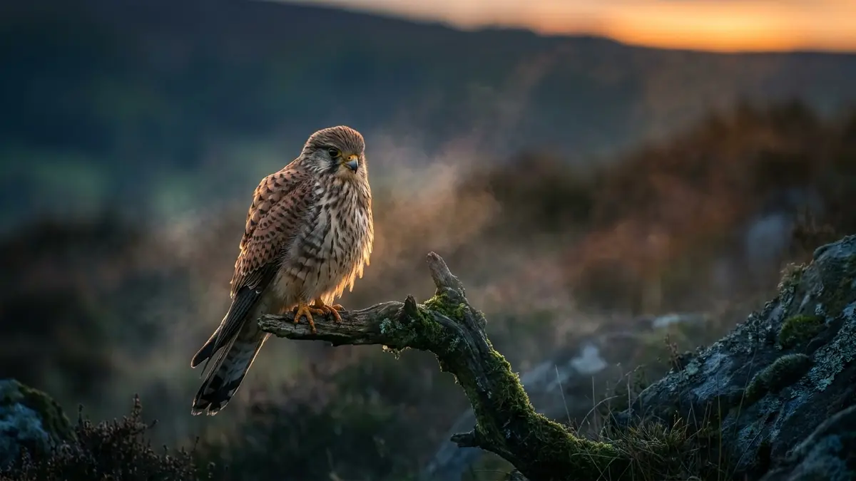 Cinematic photo of a kestrel