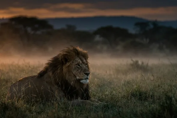 Cinematic photo of a lion