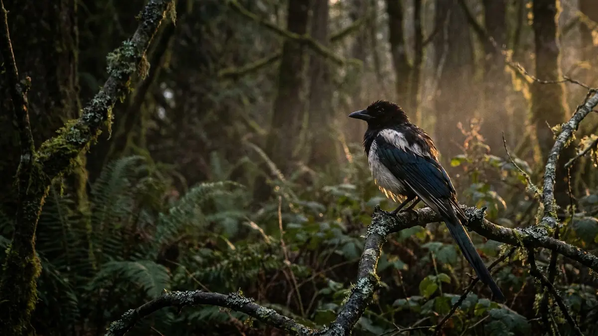 Cinematic photo of a magpie