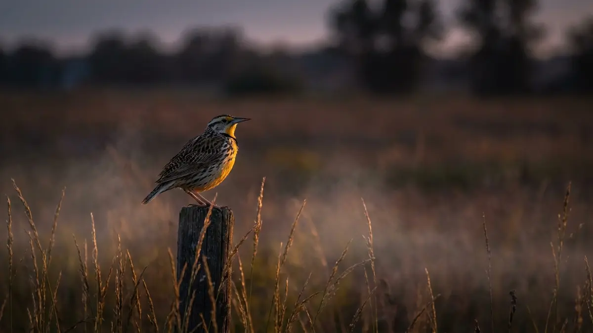 Cinematic photo of a meadowlark