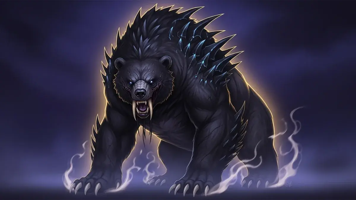 Illustration of nandi bear, a mythical creature