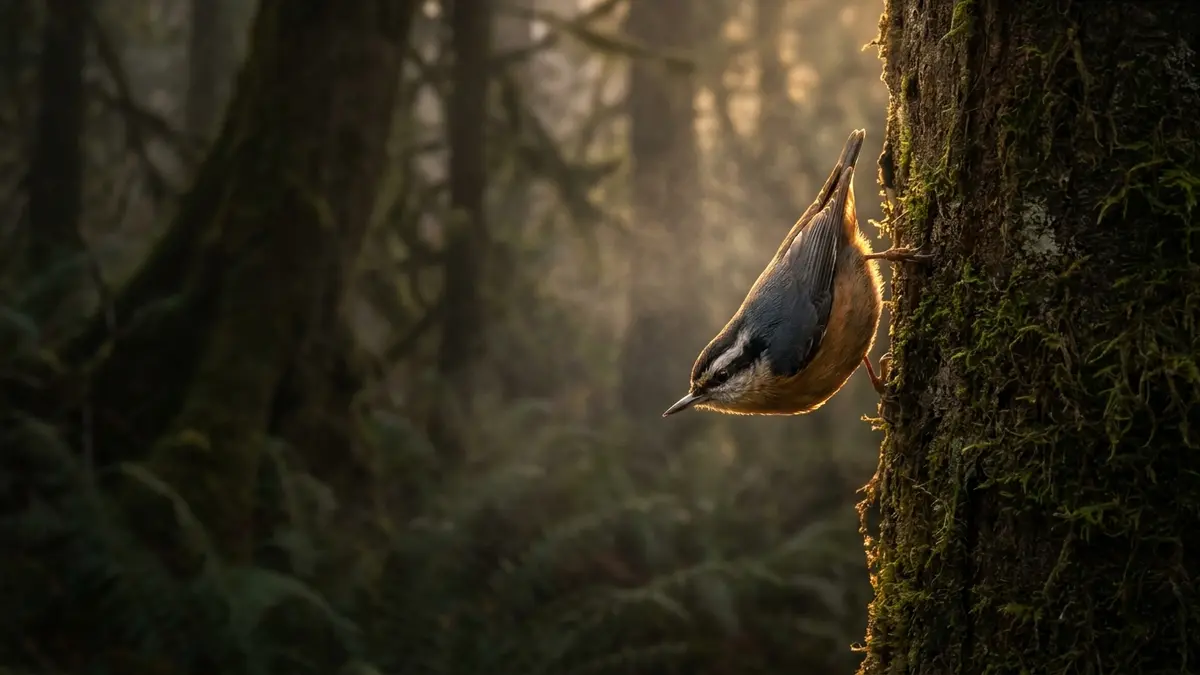 Cinematic photo of a nuthatch