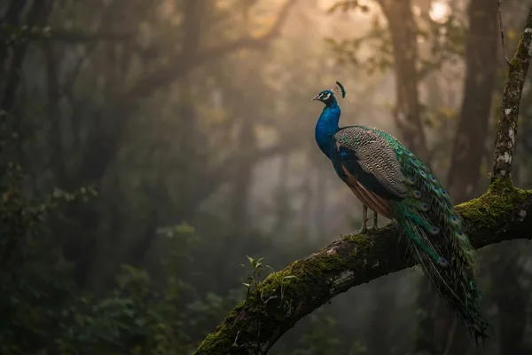 Cinematic photo of a peacock
