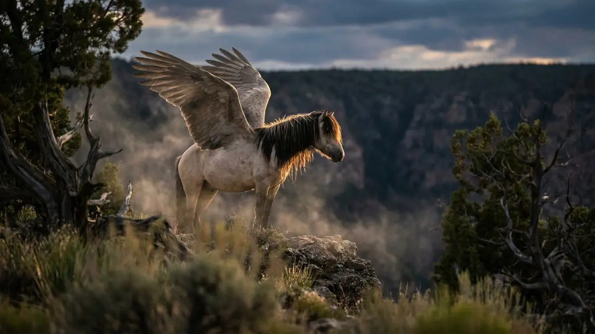 Cinematic photo of a pegasus