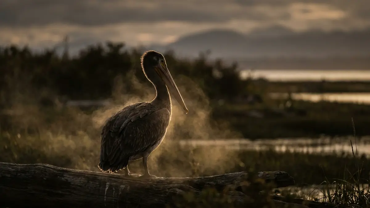 Cinematic photo of a pelican