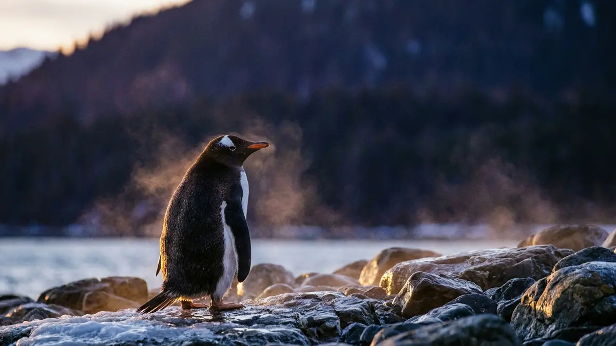 Cinematic photo of a penguin in