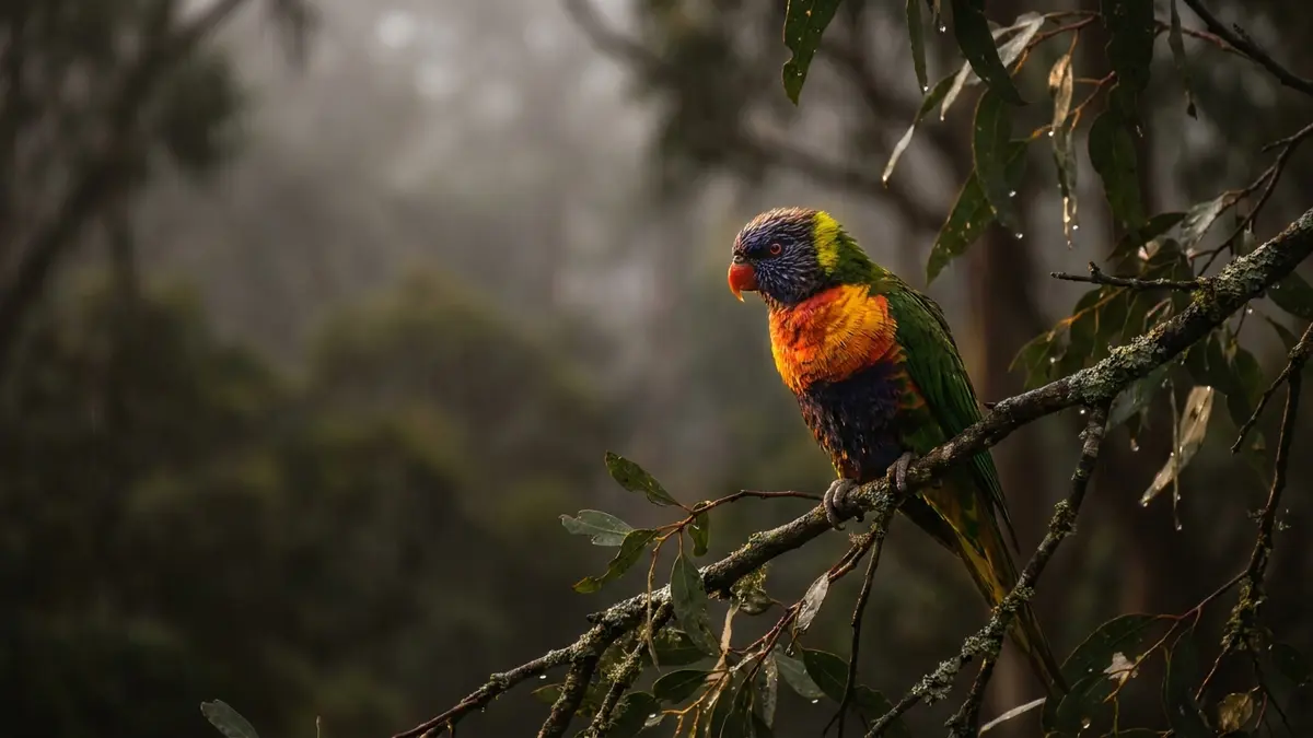 Cinematic photo of a rainbow lorikeet