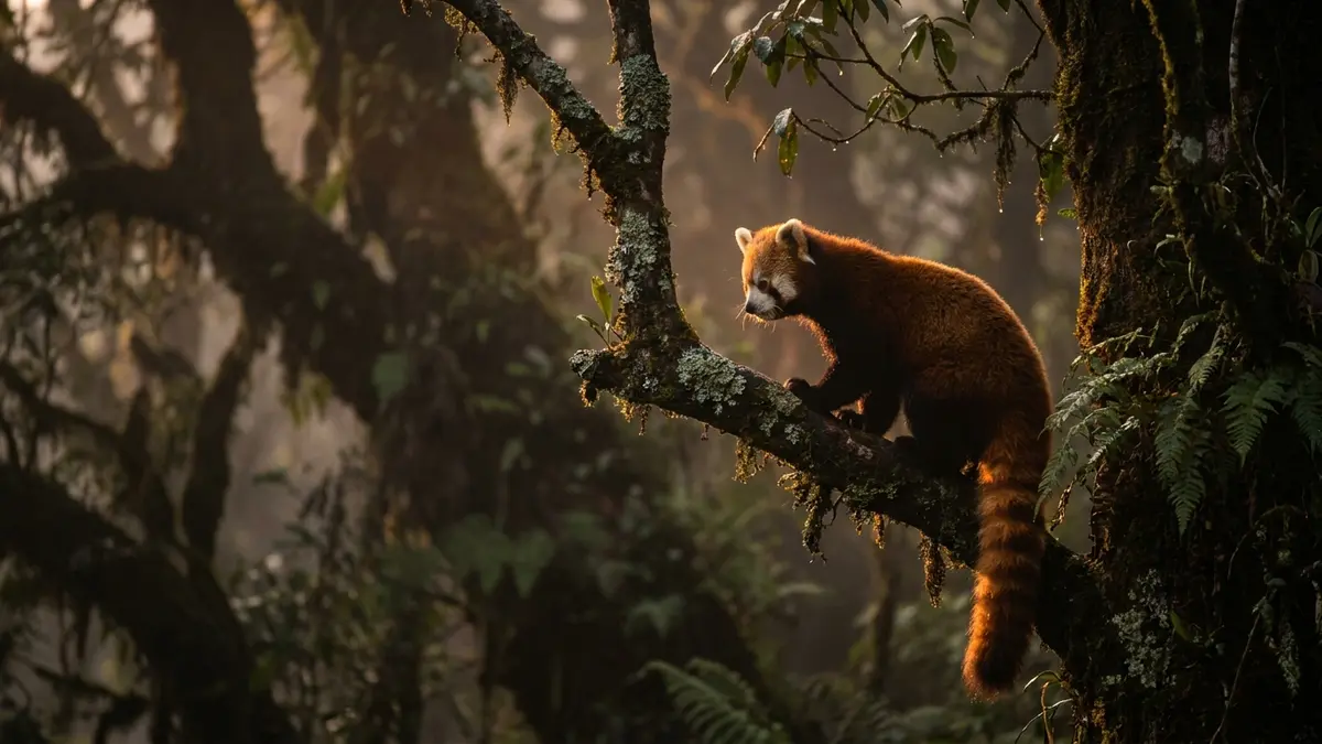 Cinematic photo of a red panda
