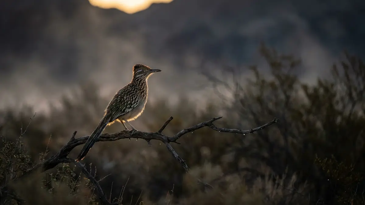 Cinematic photo of a roadrunner