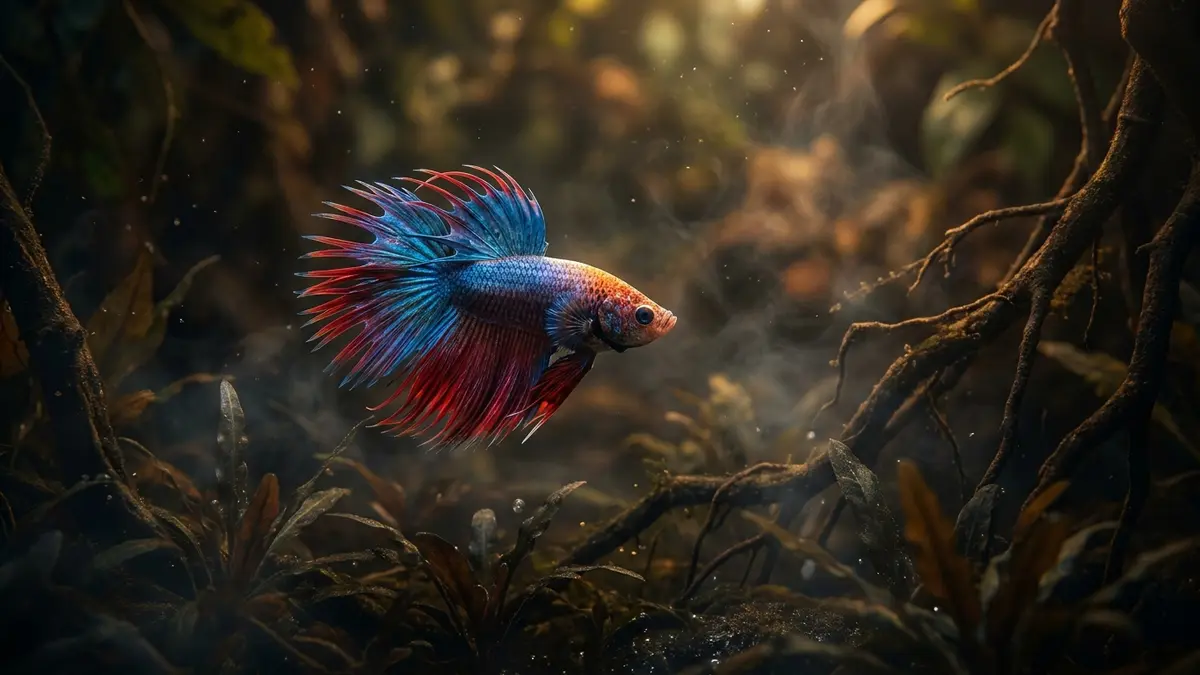 Cinematic photo of a siamese betta fish
