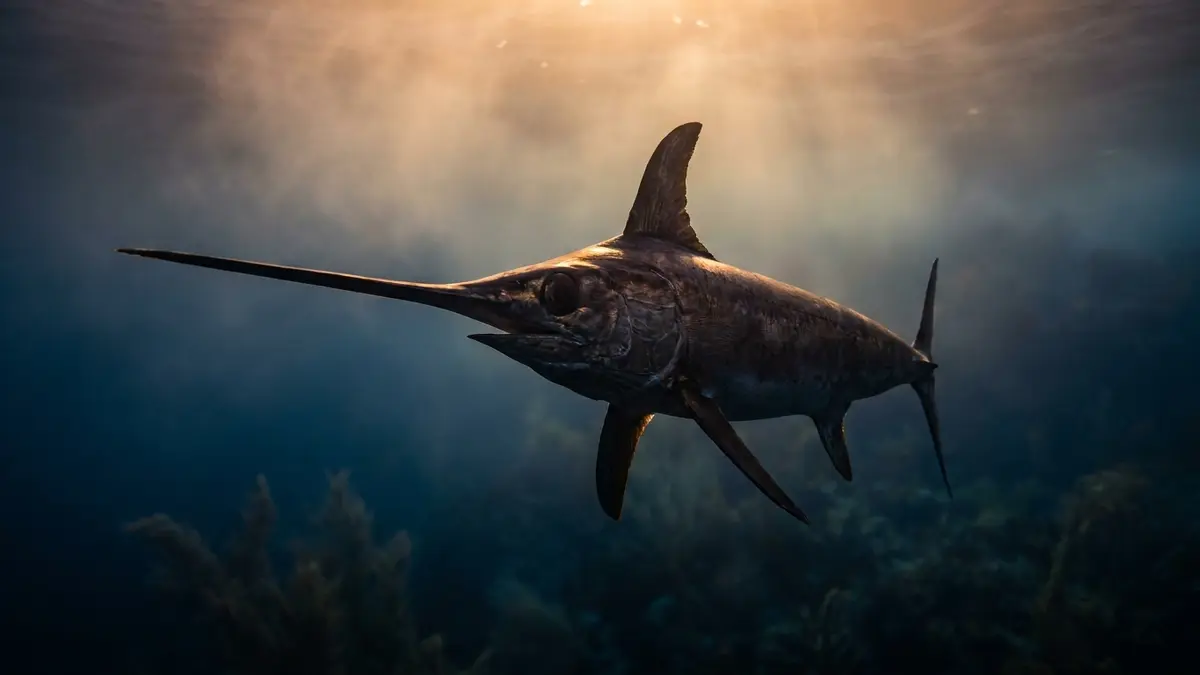 Cinematic photo of a swordfish