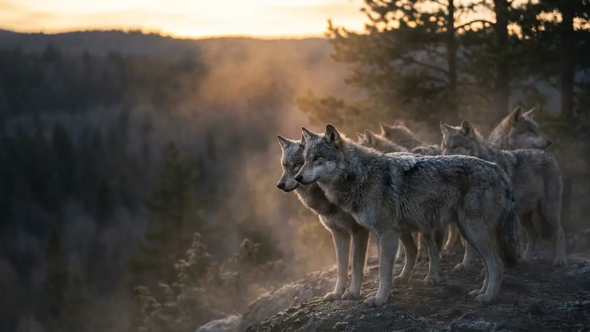 Cinematic photo of a wolves
