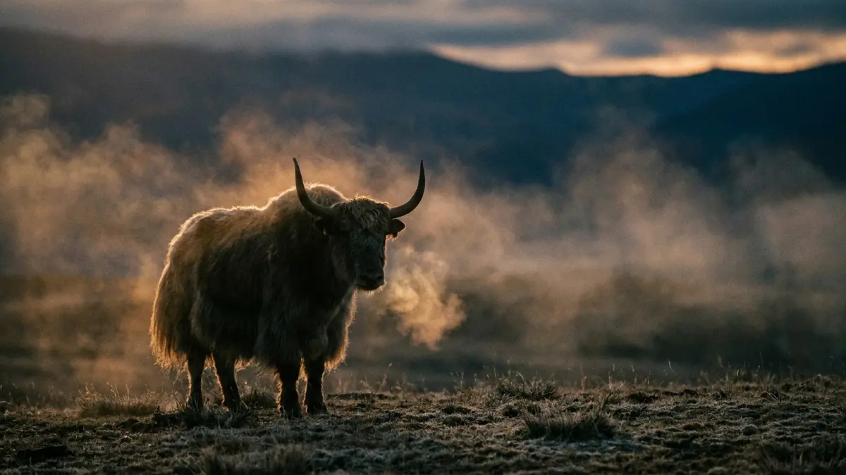 Cinematic photo of a yak